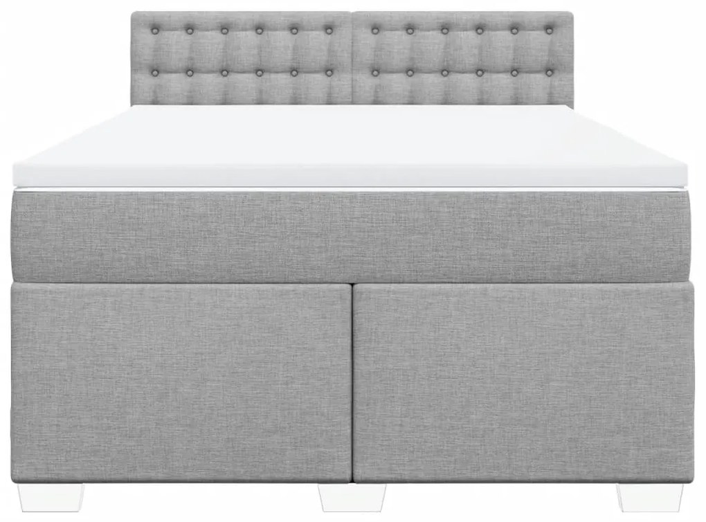 vidaXL Κρεβάτι Boxspring με Στρώμα Ανοιχτό Γκρι 140x190 εκ. Υφασμάτινο