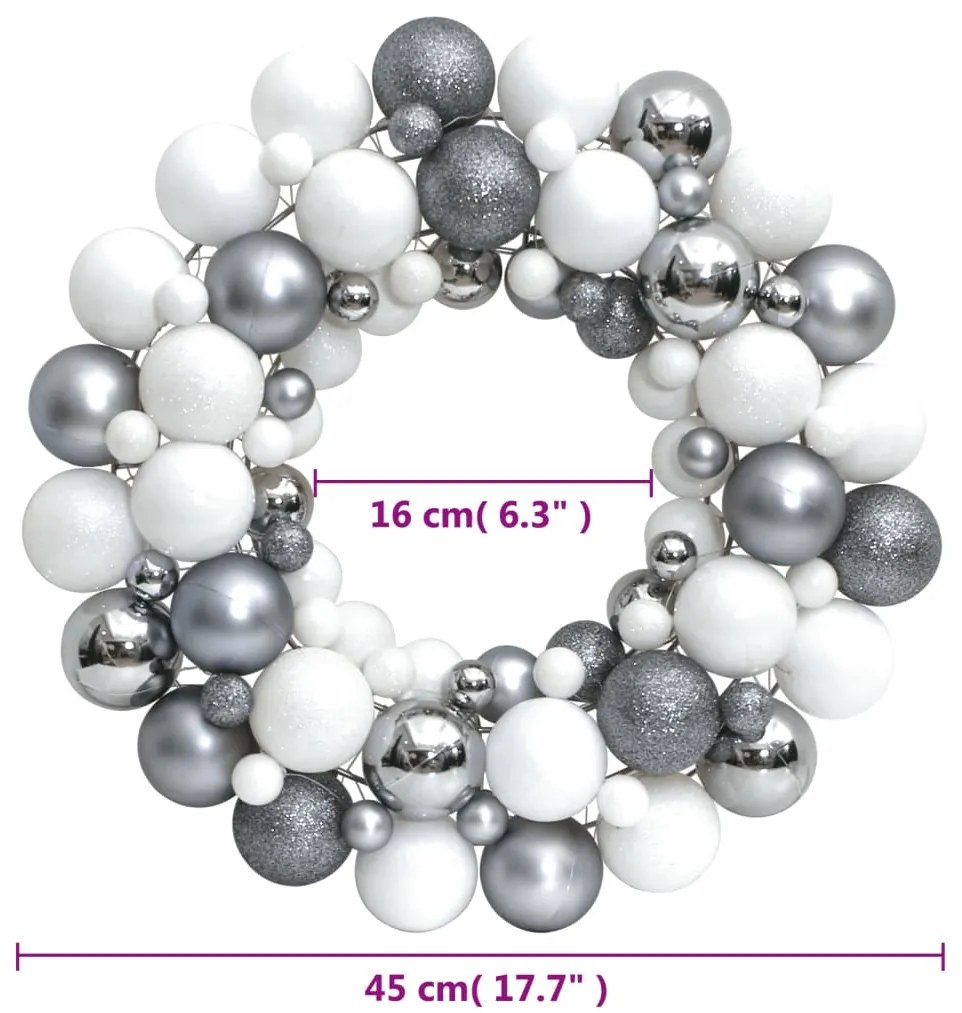 vidaXL Στεφάνι Χριστουγεννιάτικο Λευκό & Γκρι 45 εκ. από Πολυστυρένιο