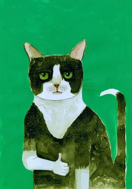 Εικονογράφηση Tuxedo Cat Thumbs Up, Sharyn Bursic