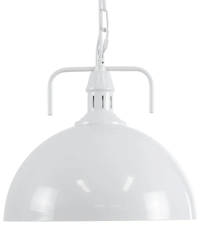 GloboStar® LARKIN 01174 Vintage Κρεμαστό Φωτιστικό Οροφής Μονόφωτο 1 x E27 Λευκό Μεταλλικό Καμπάνα Φ31 x Y30cm
