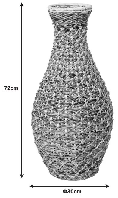 Βάζο Gucre I Inart ξύλο-rattan pe σε φυσική απόχρωση Φ30x70εκ 30x30x72 εκ.