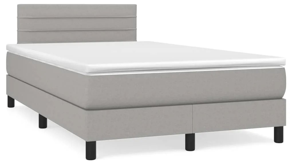 vidaXL Κρεβάτι Boxspring με Στρώμα Ανοιχτό Γκρι 120x200 εκ. Υφασμάτινο