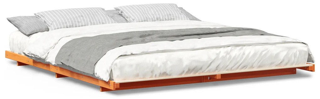 vidaXL Κρεβάτι δαπέδου Καφέ κεριού 200 x 200 cm Μασίφ ξύλο πεύκου
