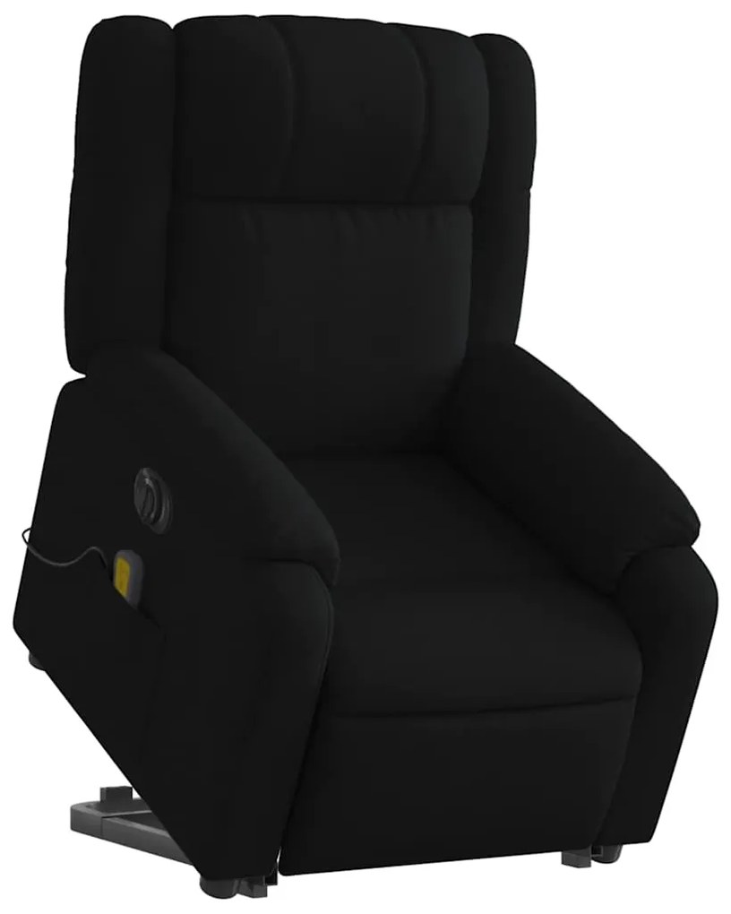 vidaXL Πολυθρόνα Μασάζ Ηλεκ. Ανακλινόμενη με Ανύψωση Μαύρη Υφασμάτινη