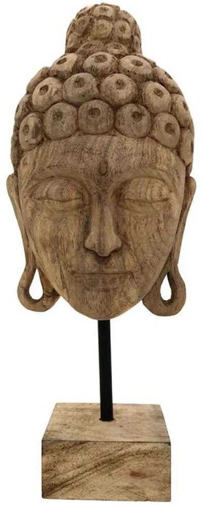 Διακοσμητικός Επιτραπέζιος Βούδας Mask 312-000028 20x18,5x48,5cm Natural-Black Inart Μέταλλο,Ξύλο