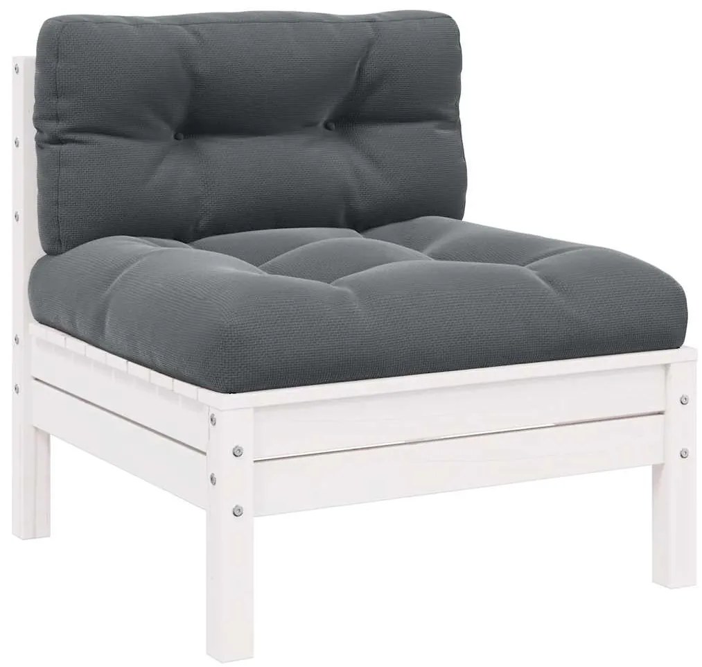 vidaXL Σαλόνι Κήπου Σετ 3 τεμ Λευκό από Μασίφ Ξύλο Πεύκου με Μαξιλάρια