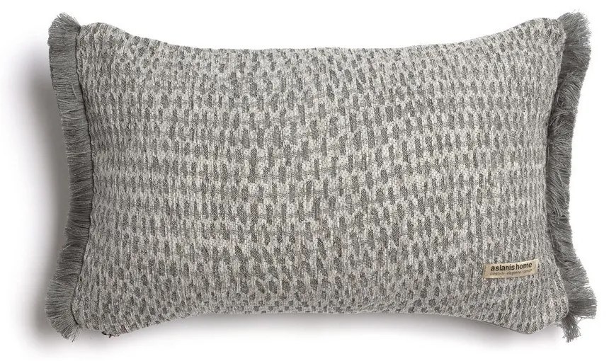 Μαξιλαροθήκη Διακοσμητική Ismaros Trimming Grey-Silver Aslanis Home 30X50 Βαμβάκι-Chenille