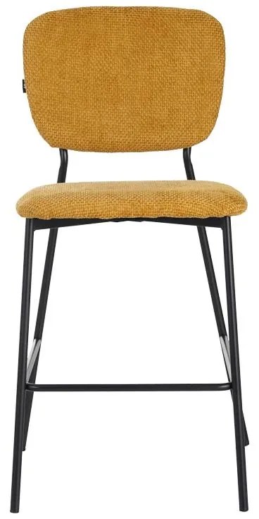 Σκαμπό μπαρ Cathair ύφασμα μπουκλέ μουσταρδί και μαύρα μεταλλικά πόδια 48x54x100 εκ. 2αδα 48x54x100 εκ.