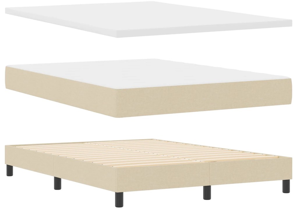 vidaXL κρεβάτι με ελατήριο και στρώμα μπεζ 140x200 εκ. υφάσματος