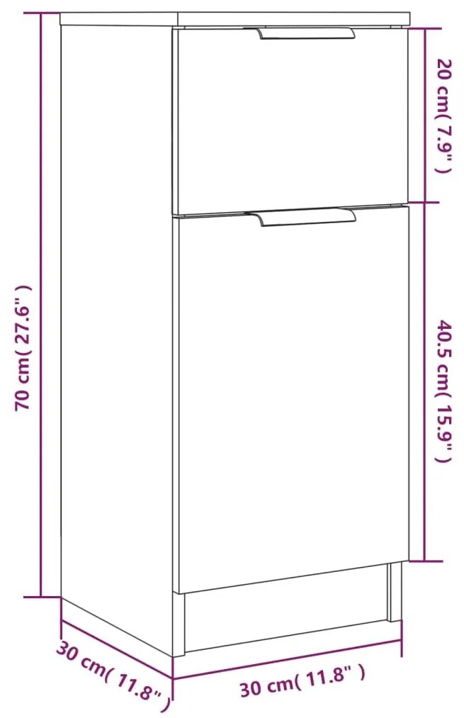 Ντουλάπια 2 τεμ. Γκρι Sonoma 30x30x70 εκ. Επεξεργασμένο Ξύλο - Γκρι