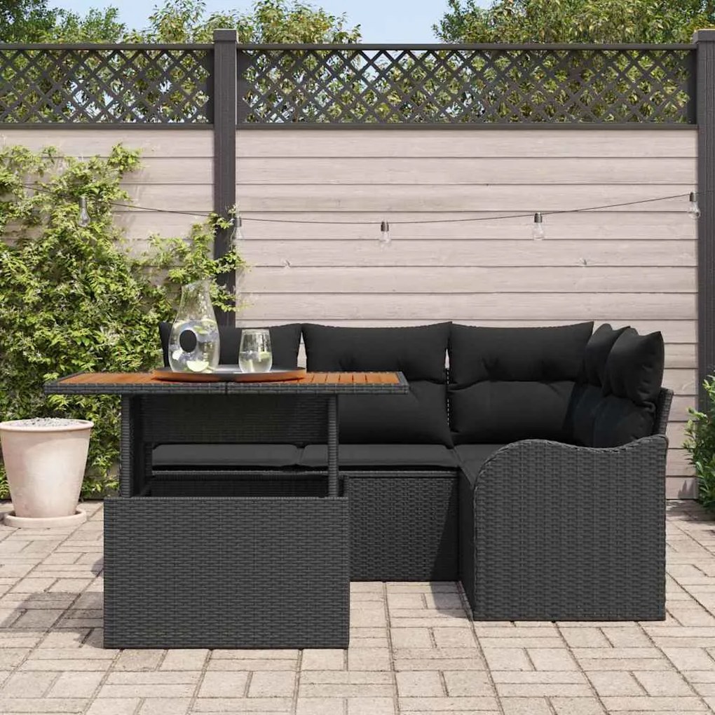vidaXL Σετ Καναπέ Κήπου με μαξιλάρι 5 pcs Μαύρο 100 x 55 x 73 εκ
