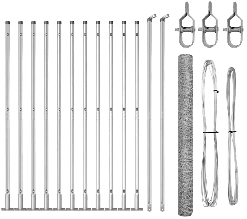 vidaXL Στύλος Περιφράξεων Ασημί 25 x 1,5 μ (36 mm πλέγμα) Ατσάλι