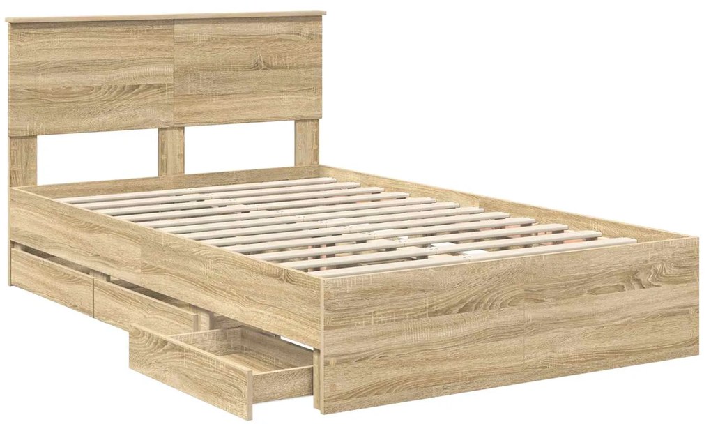vidaXL Σκελετός Κρεβατιού Δρύς Sonoma 120 x 200 cm Μηχανήματος Ξύλο