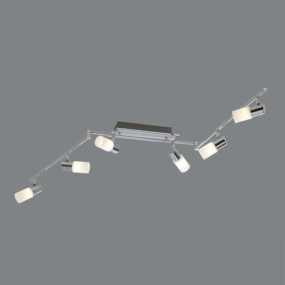 Φωτιστικό Οροφής-Σποτ Led Clapton 6x430Lm 150x24x8cm Chrome-White Brushed 821410605 Trio Lighting Metal, Glass