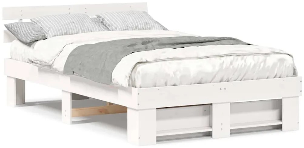 vidaXL Σκελετός Κρεβατιού Λευκό 140 x 190 cm Μασίφ ξύλο πεύκου