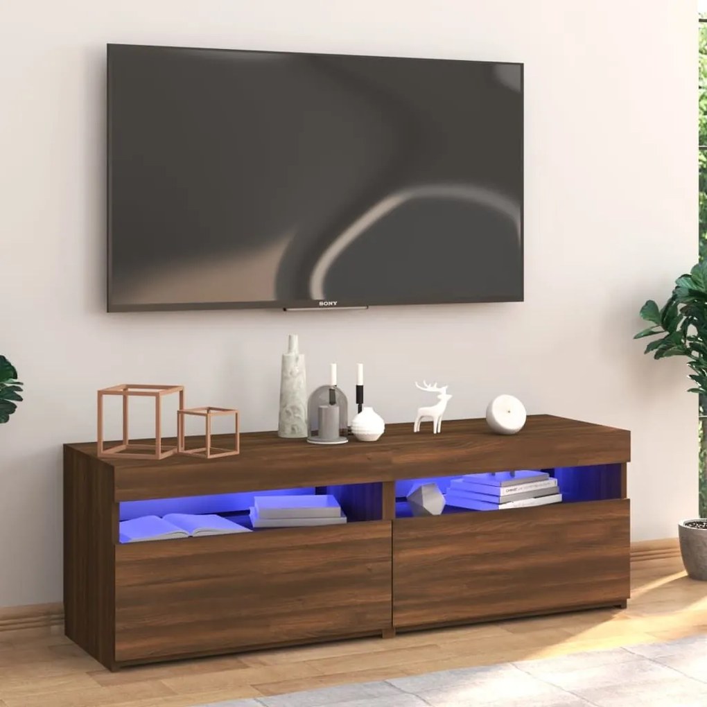 Έπιπλο Τηλεόρασης με LED Καφέ Δρυς 120x35x40 εκ. 815674