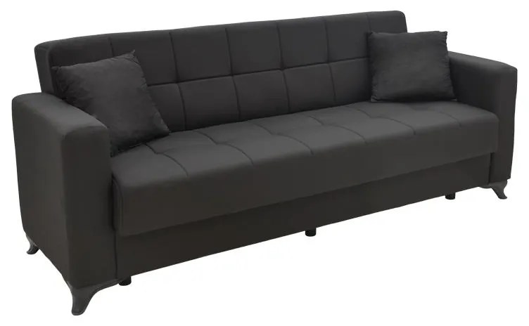 Modesto three-seater sofa-bed with storage space black fabric 215x85x80cm 215x85x80 εκ.