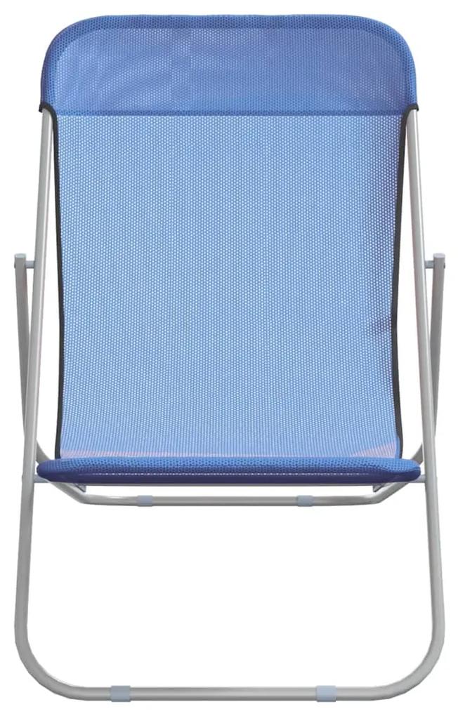 vidaXL Καρέκλες Παραλίας Πτυσ. 2 Τεμ. Μπλε Textilene&Ατσάλι με Πούδρα