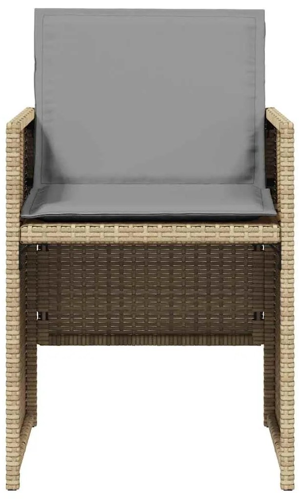 vidaXL Καρέκλες Κήπου 4 τεμ. Μικτό Μπεζ Συνθετικό Ρατάν με Μαξιλάρια