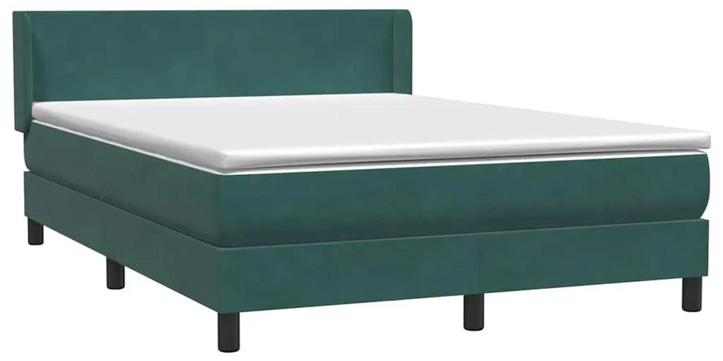 vidaXL Κρεβάτι Boxspring με Στρώμα Σκούρο Πράσινο 140x210εκ. Βελούδινο