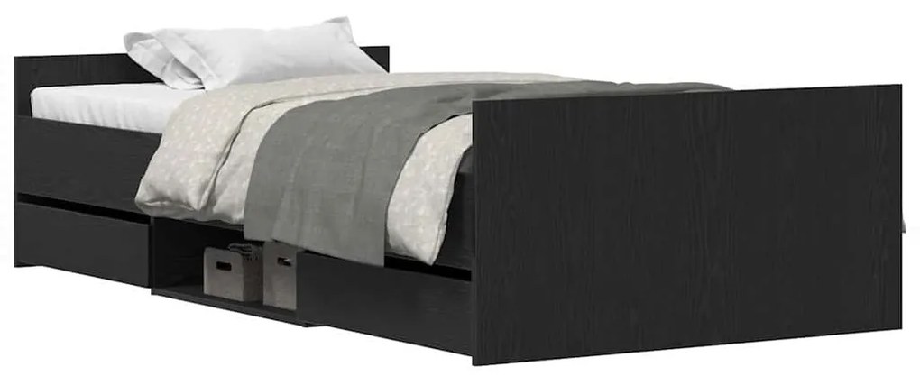 vidaXL Σκελετός Κρεβατιού Μαύρη δρυς 90 x 190 cm Επεξεργασμένο ξύλο