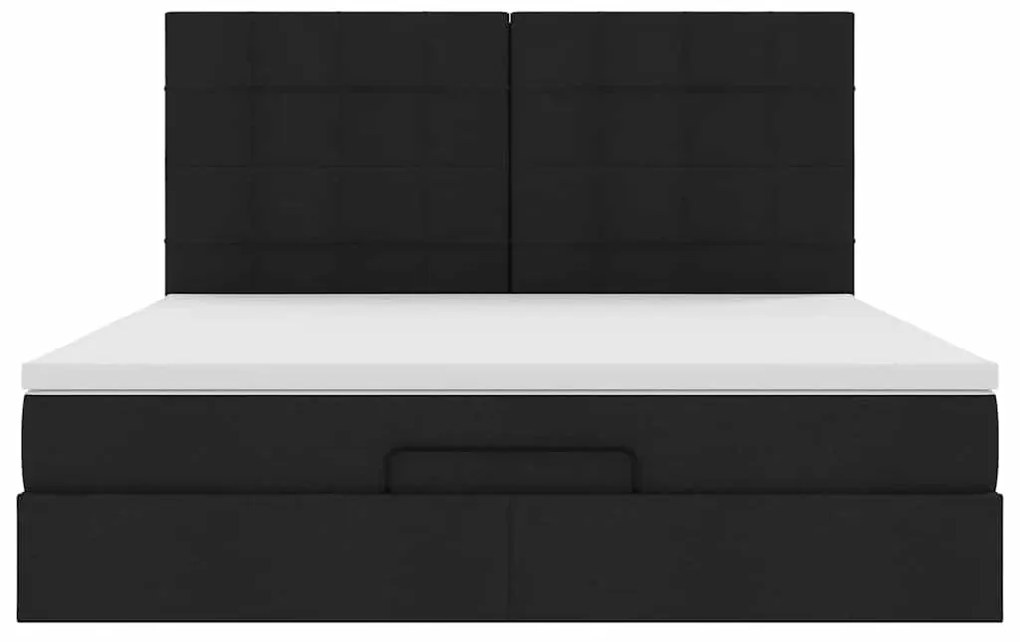 vidaXL Οθωμανικό κρεβάτι με στρώμα Μαύρο 180x200cm Ύφασμα
