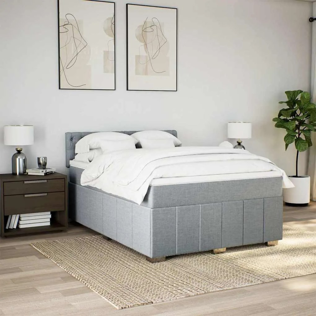 vidaXL Κρεβάτι Boxspring με Στρώμα Αν. Πράσινο 160x200εκ Υφασμάτινο
