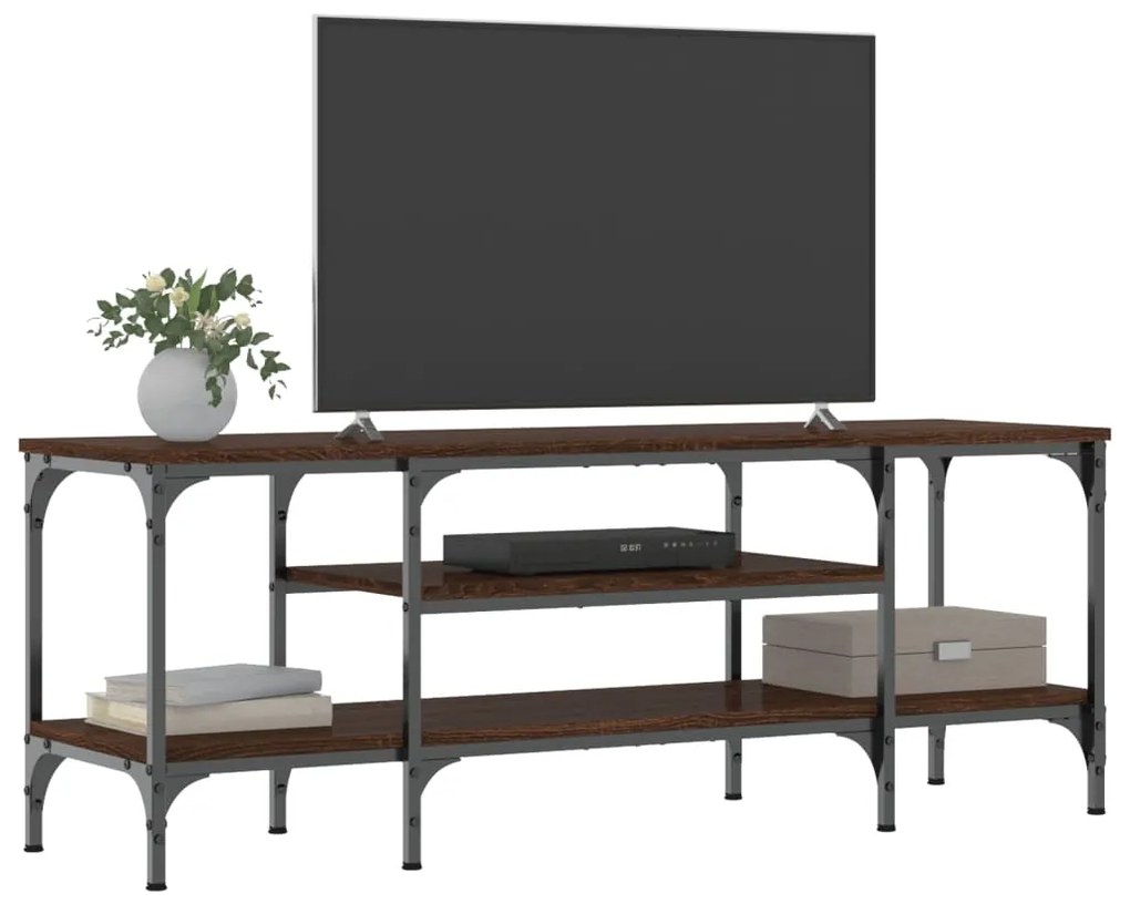 vidaXL Έπιπλο Τηλεόρασης Καφέ Δρυς 121x35x45 εκ. Επεξ. Ξύλο/Σίδερο