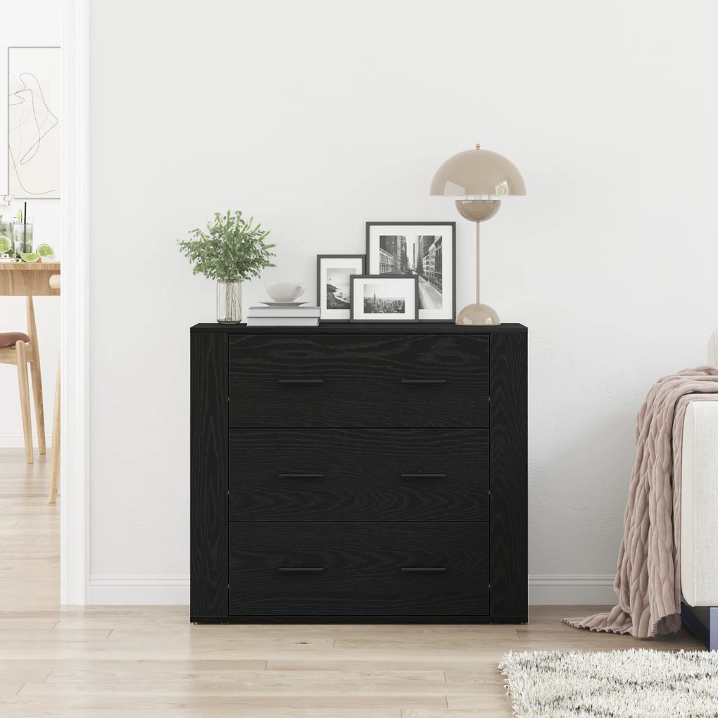 vidaXL Μπουφές Μαύρο Δρυς 33x80x70 εκ. Κατασκευασμένο ξύλο