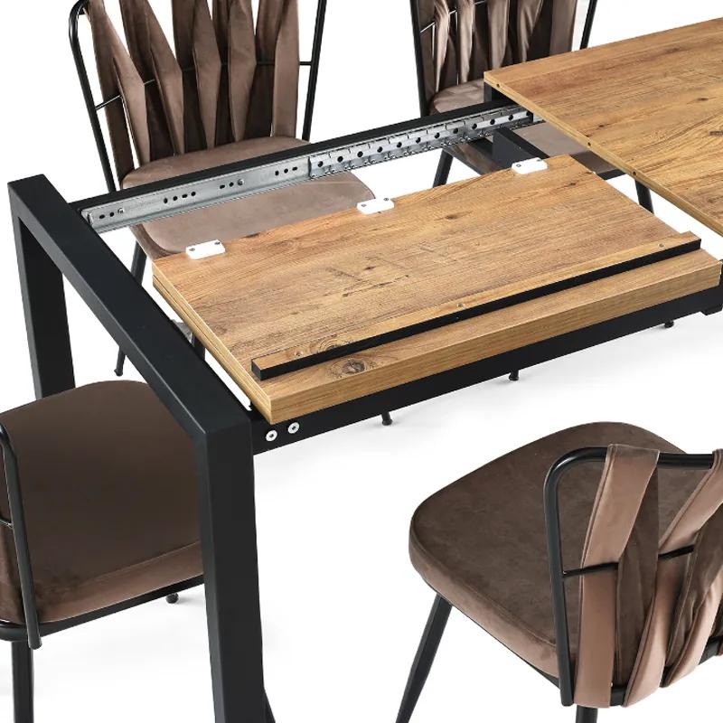 Artekko Silva Τραπέζι Επεκτεινόμενο MDF Καφέ με Μαύρα Μεταλλικά Πόδια (120+67x74x75)cm