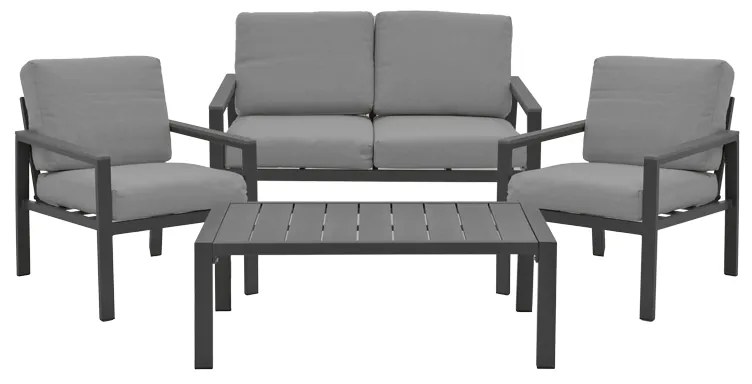Intrahome Σαλόνι Fashionable Intrahome σετ 4τμχ ύφασμα σε γκρι απόχρωση και αλουμίνιο-plywood σε ανθρακί απόχρωση | SKU: INTRAPA-263111171