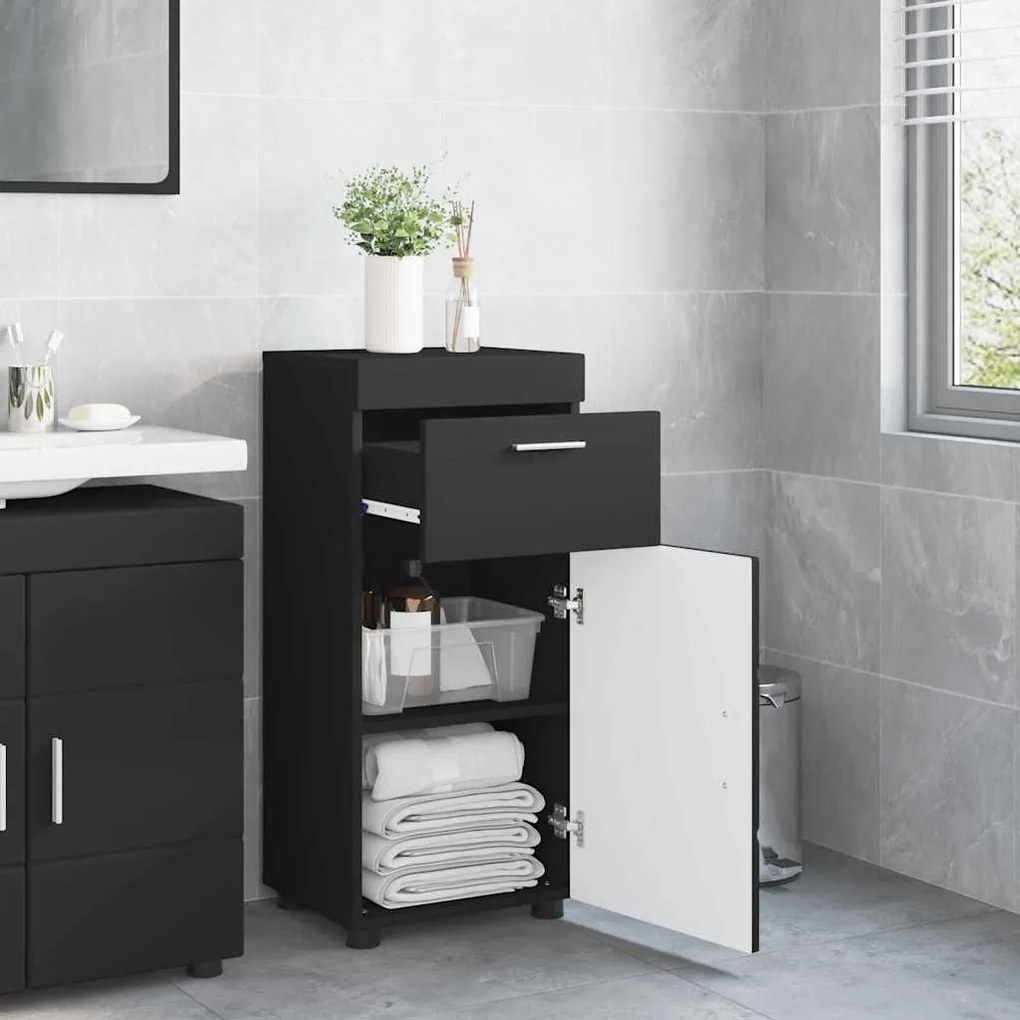 vidaXL Ντουλάπι Μπάνιου με αποθήκευση TULUM Μαύρο 37 x 31.5 x 82 εκ