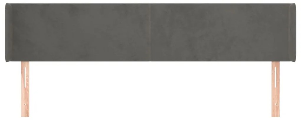 vidaXL Κεφαλάρι με Πτερύγια Σκούρο Γκρι 163x16x78/88 εκ. Βελούδινο