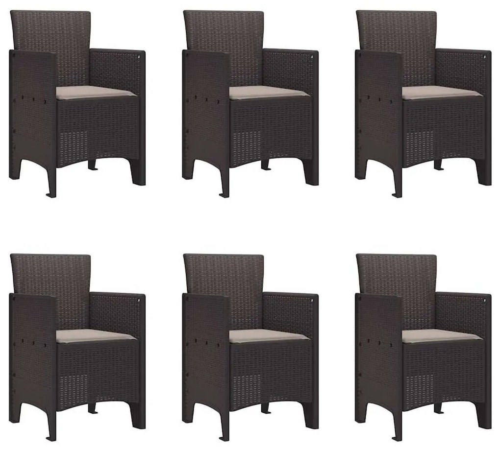 vidaXL Σέτ φαγητού για κήπο 7 pcs Καφέ Rattan Polt