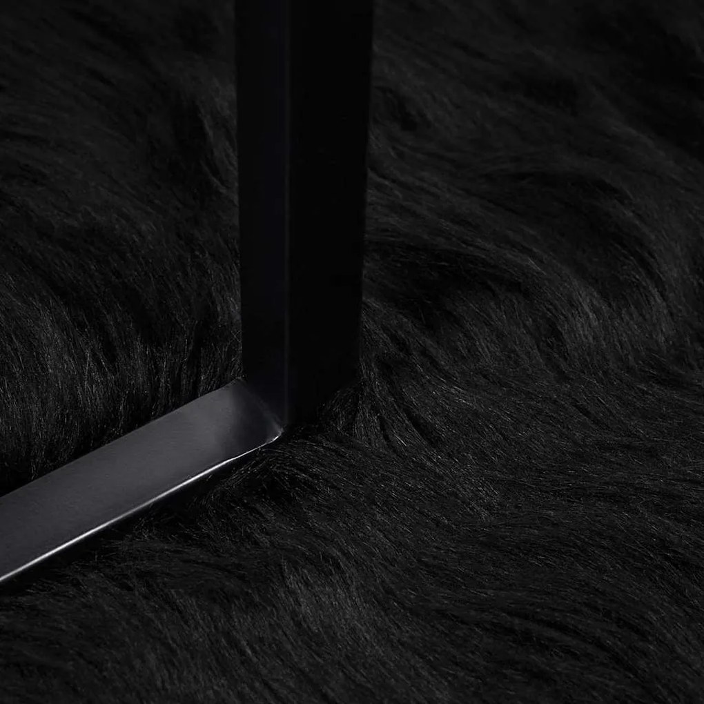 vidaXL Ψεύτικο Δέρμα Προβάτου Χαλί Tafalla Μαύρο 140 x 200 cm