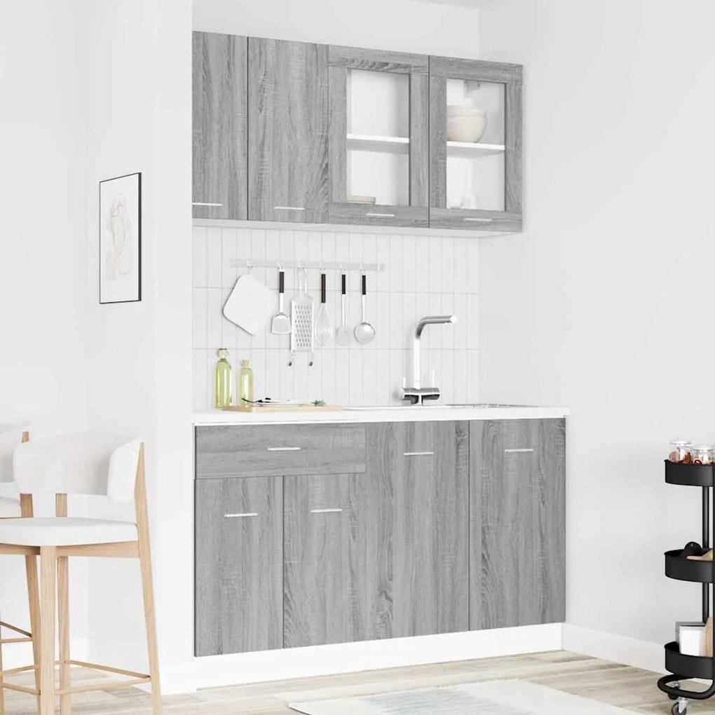 vidaXL Σετ ντουλαπιών κουζίνας 4 pcs Γκρι sonoma 140 x 46 x 81.5 εκ