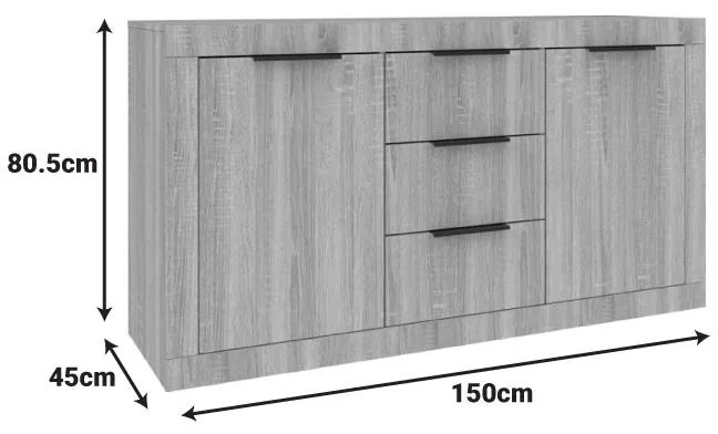 Μπουφές Doha σε ανθρακί απόχρωση 150x45x80.5εκ 150x45x80.5 εκ.