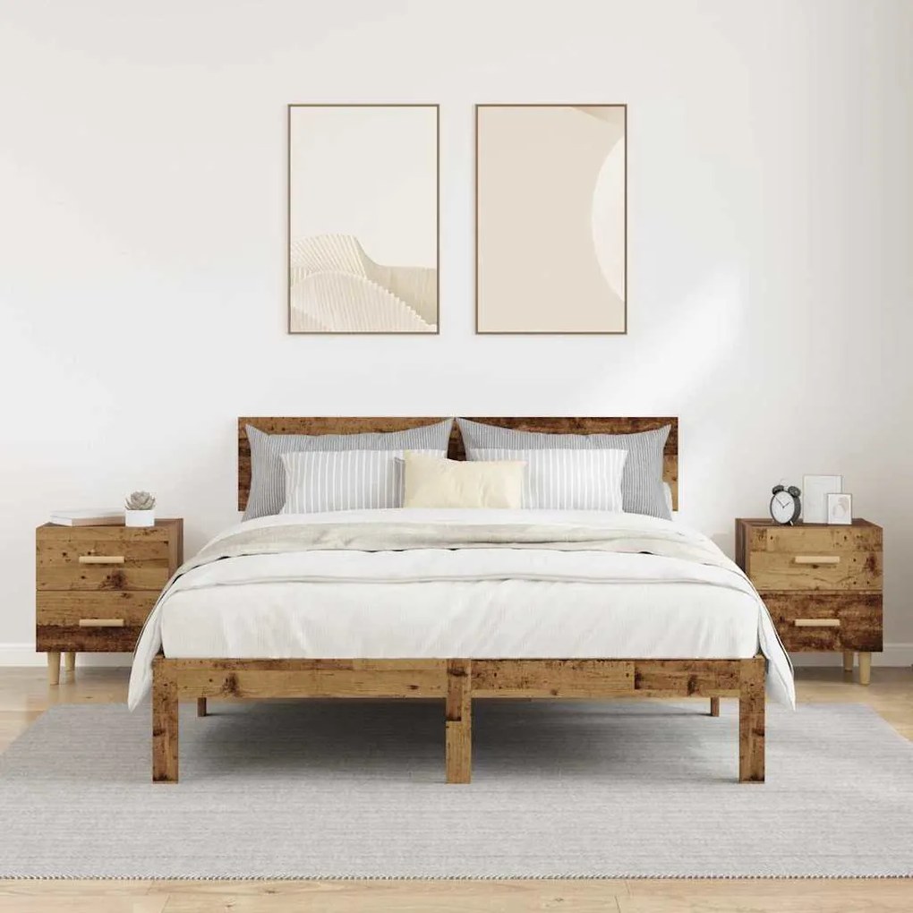 vidaXL Ντουλάπι κρεβατιού 2 pcs Παλαιό ξύλο 40 x 35 x 47.5 εκ