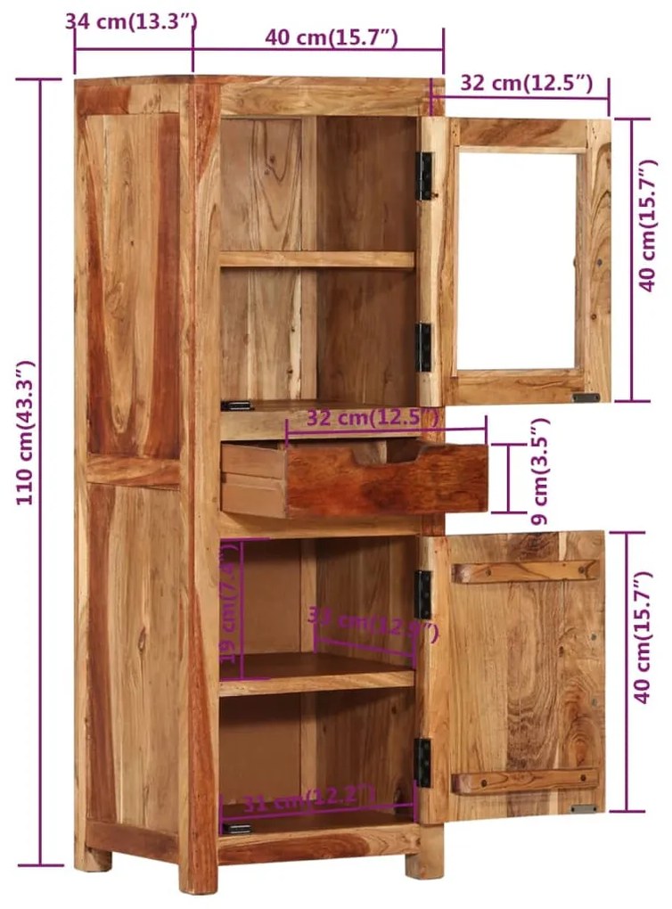 ΒΙΤΡΙΝΑ 40 X 34 X 110 ΕΚ. ΑΠΟ ΜΑΣΙΦ ΞΥΛΟ SHEESHAM 338431