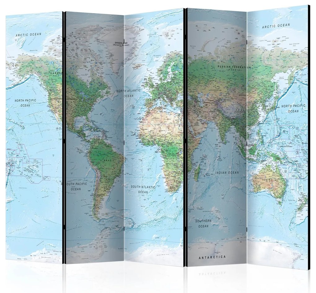 Διαχωριστικό με 5 τμήματα - World Map [Room Dividers] 225x172