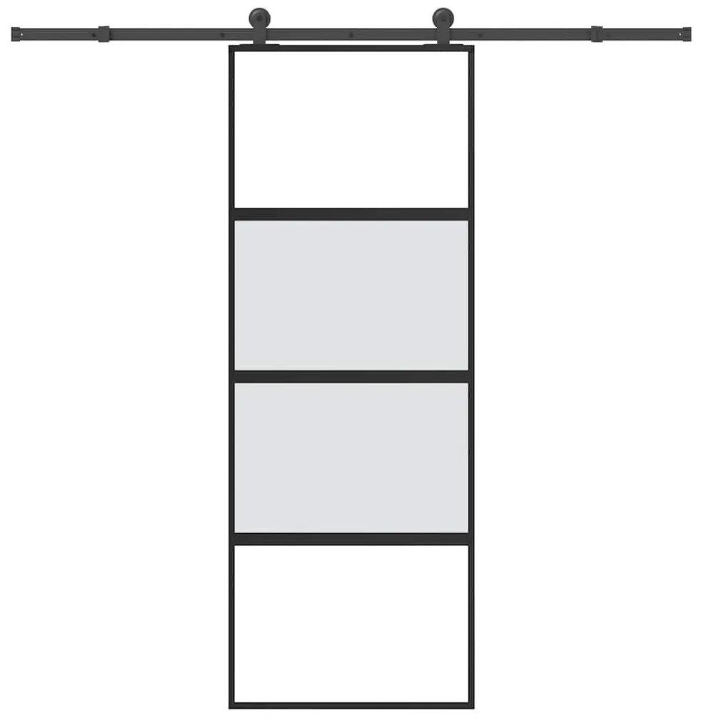 vidaXL Συρόμενη πόρτα με σετ υλικού 76x205 cm από γυαλί&amp;Αλουμίνιο