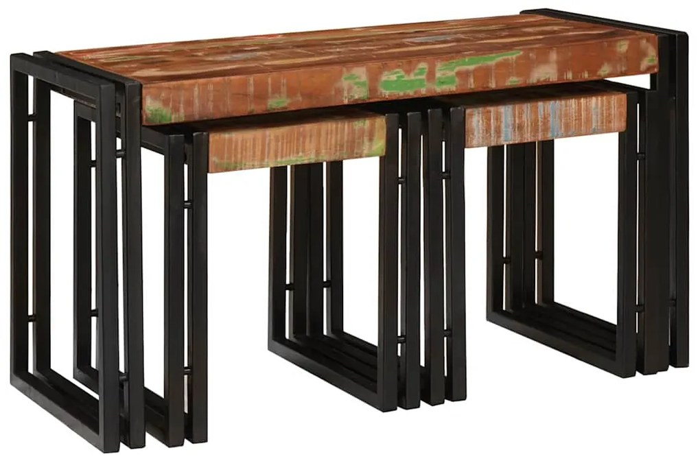 Τραπέζι Σαλονιού με Στηρίγματα 3 pcs Καφέ και Μαύρο