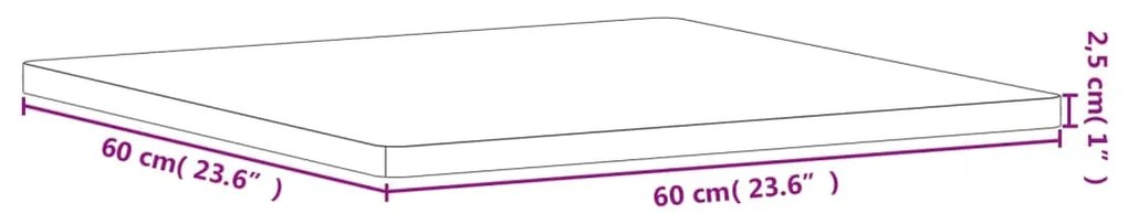 Επιφάνεια Τραπεζιού Τετράγωνη 60x60x2,5 εκ. Μασίφ Ξύλο Οξιάς - Καφέ