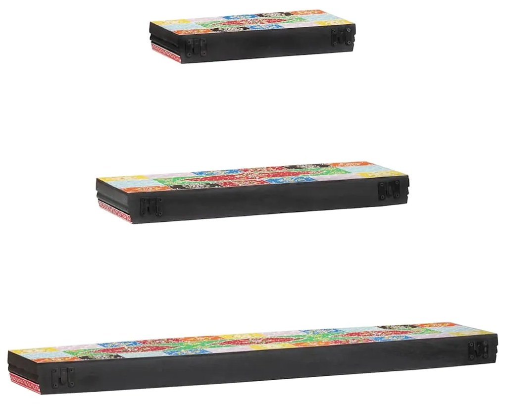 vidaXL Ράφια Τοίχου 3 pcs Πολύχρωμο 100 x 20 x 6 cm Στερεό ξύλο μάνγκο