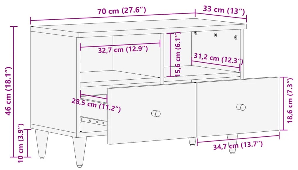 ΈΠΙΠΛΟ ΤΗΛΕΟΡΑΣΗΣ 70 X 33 X 46 ΕΚ. ΑΠΟ ΜΑΣΙΦ ΞΥΛΟ ΜΑΝΓΚΟ 358321