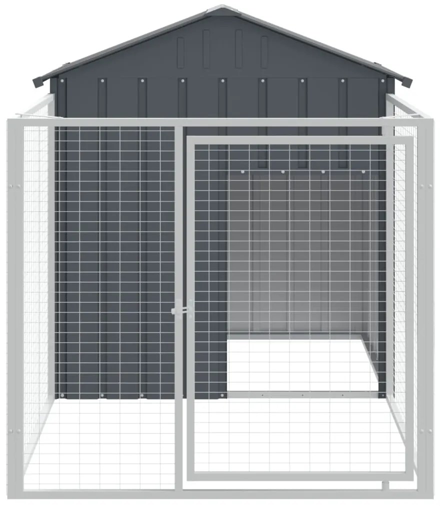 vidaXL Σπιτάκι Σκύλου με Αυλή Ανθρακί 117x201x123 εκ. Γαλβαν. Χάλυβας