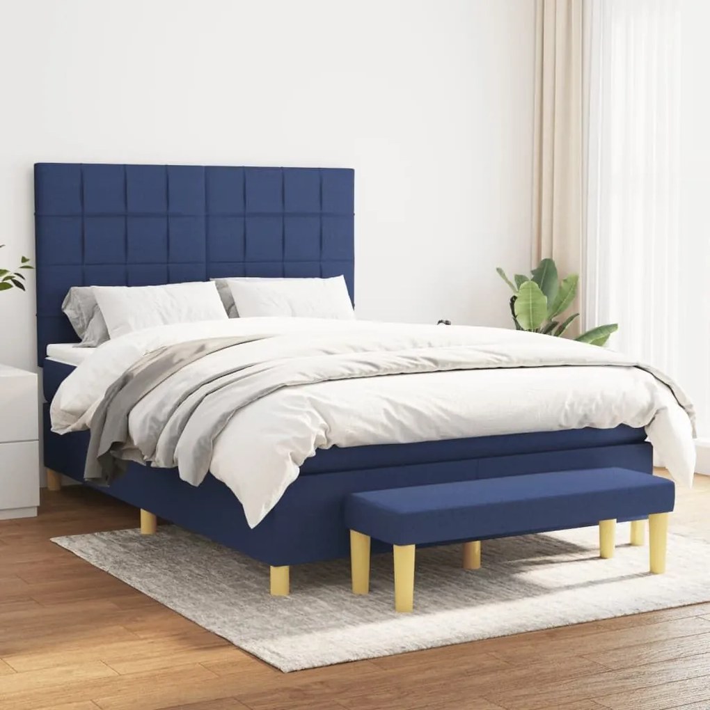 ΚΡΕΒΑΤΙ BOXSPRING ΜΕ ΣΤΡΩΜΑ ΜΠΛΕ 140X190 ΕΚ. ΥΦΑΣΜΑΤΙΝΟ 3137155