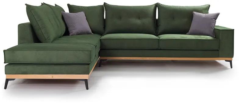 Γωνιακός καναπές δεξιά γωνία Luxury II pakoworld ύφασμα κυπαρισσί-ανθρακί 290x235x95εκ - Ύφασμα - 168-000002