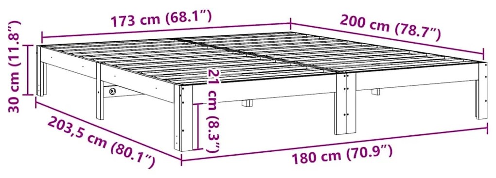 ΣΚΕΛΕΤΟΣ ΚΡΕΒ. ΧΩΡΙΣ ΣΤΡΩΜΑ ΚΑΦΕ ΚΕΡΙΟΥ 180X200 ΕΚ ΜΑΣΙΦ ΠΕΥΚΟ 859225