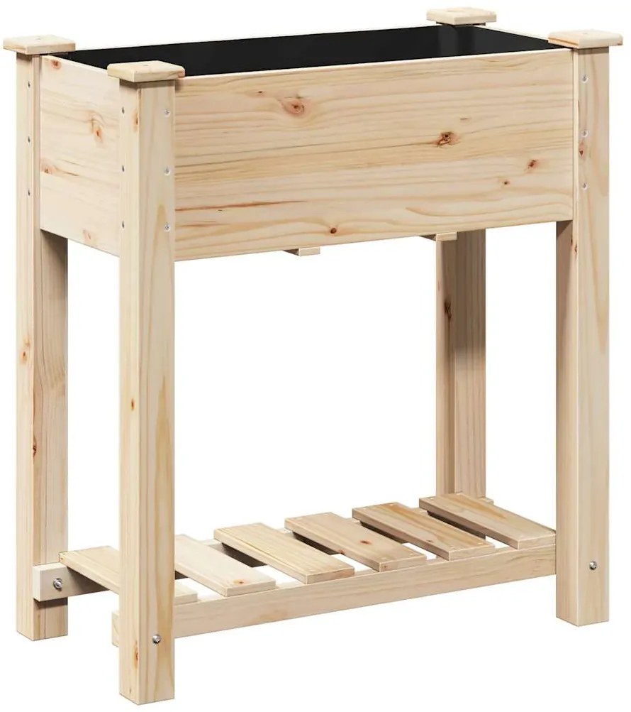 vidaXL Γλάστρα Κήπου με ράφι Μπεζ 71 x 37 x 76.5 εκ Στερεό ξύλο έλατου